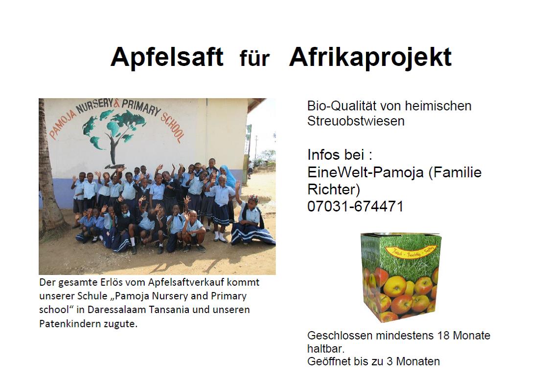 Apfelsaft für Afrika-Projekt
